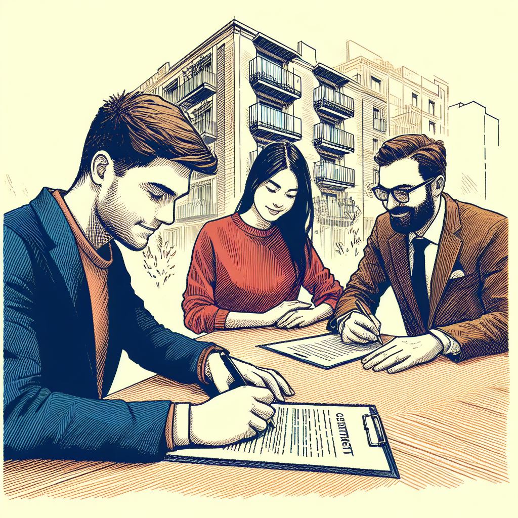 Pareja firmando un contrato